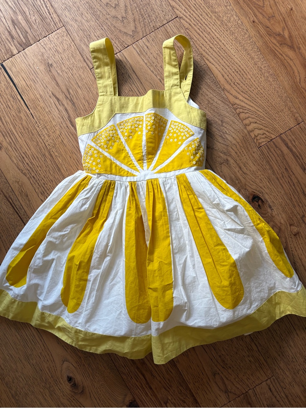 Mini Boden Yellow and White Lemon Slice Sundress